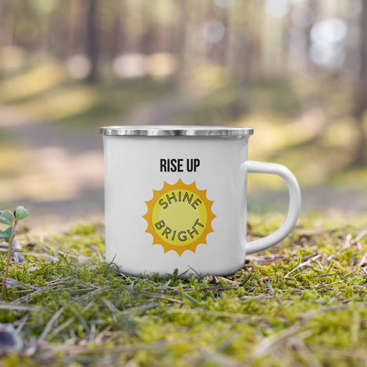 Rise Up Shine Bright - Inspirational Enamel Mug | Motivational Gift