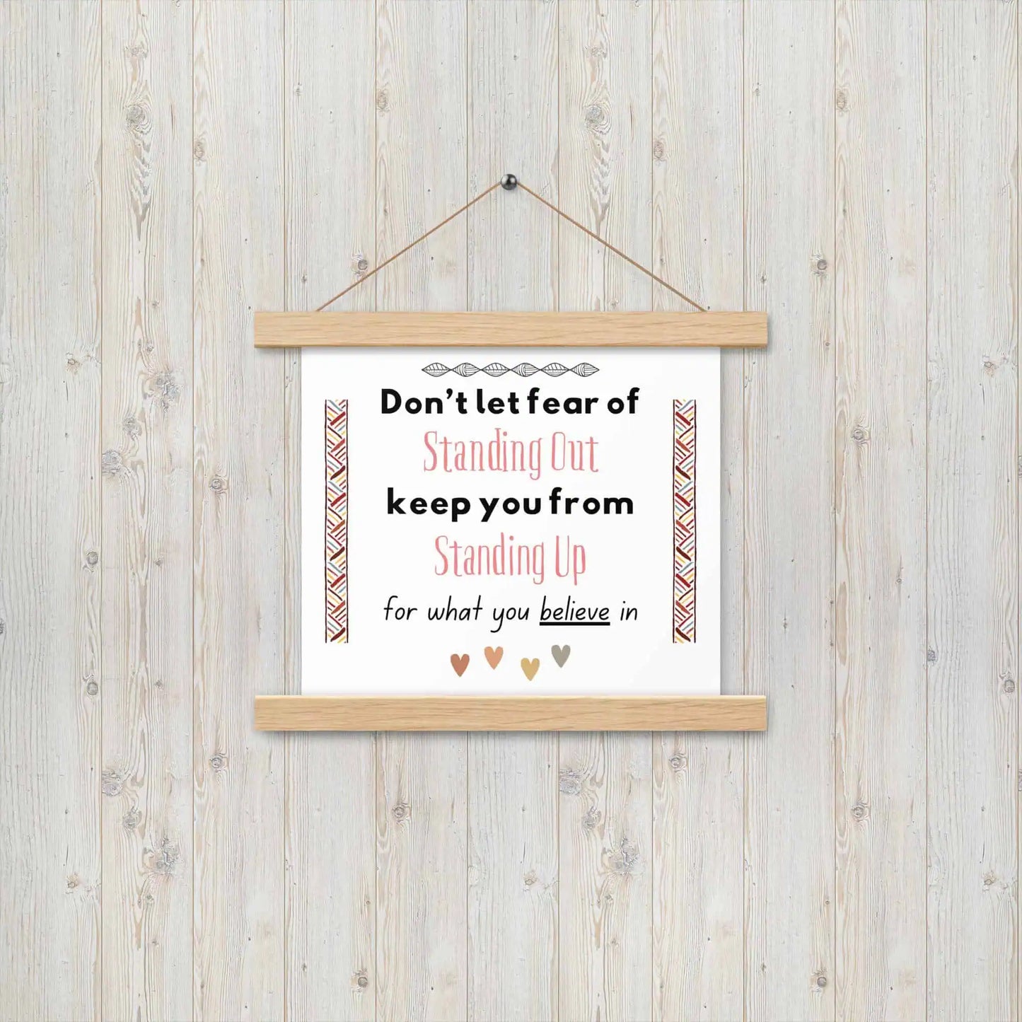 Don't Let Fear Stop You Inspirational Poster w/ Hangers – Boho Matte Decor for Teens, Women, and Daily Inspiration