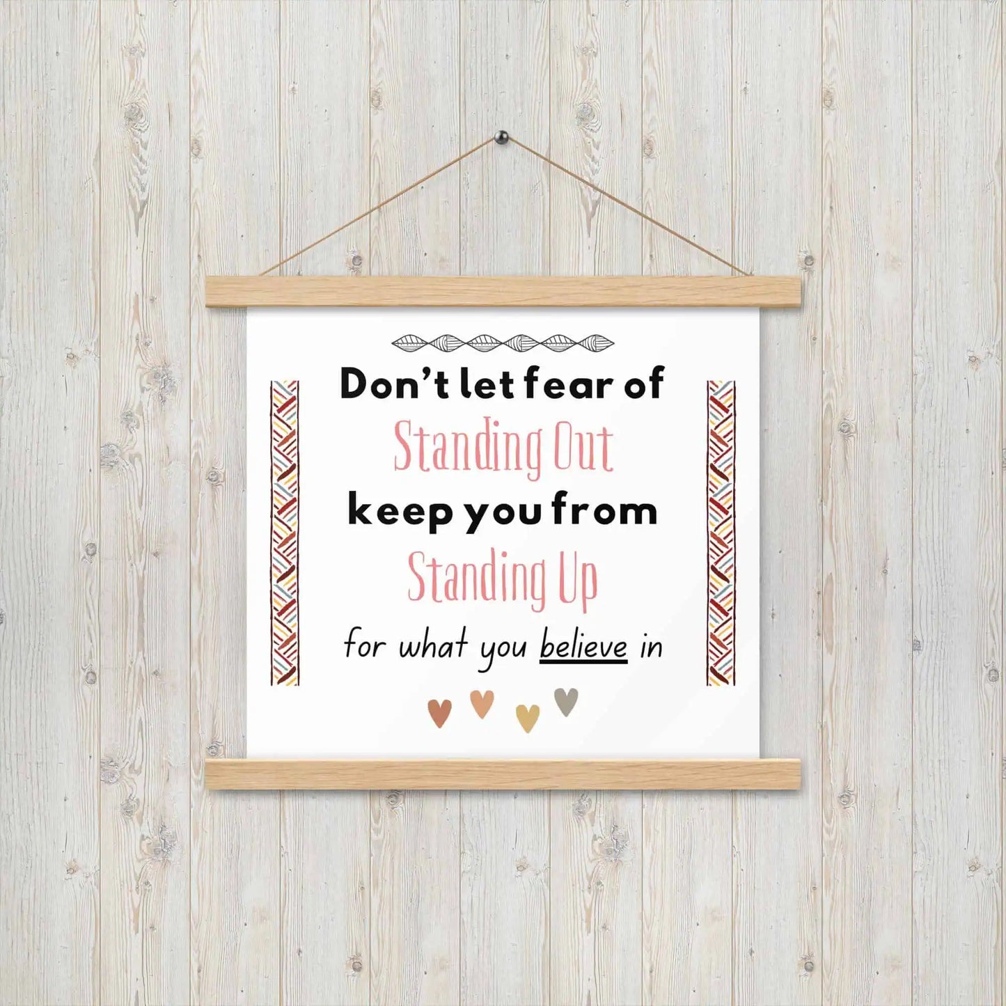 Don't Let Fear Stop You Inspirational Poster w/ Hangers – Boho Matte Decor for Teens, Women, and Daily Inspiration