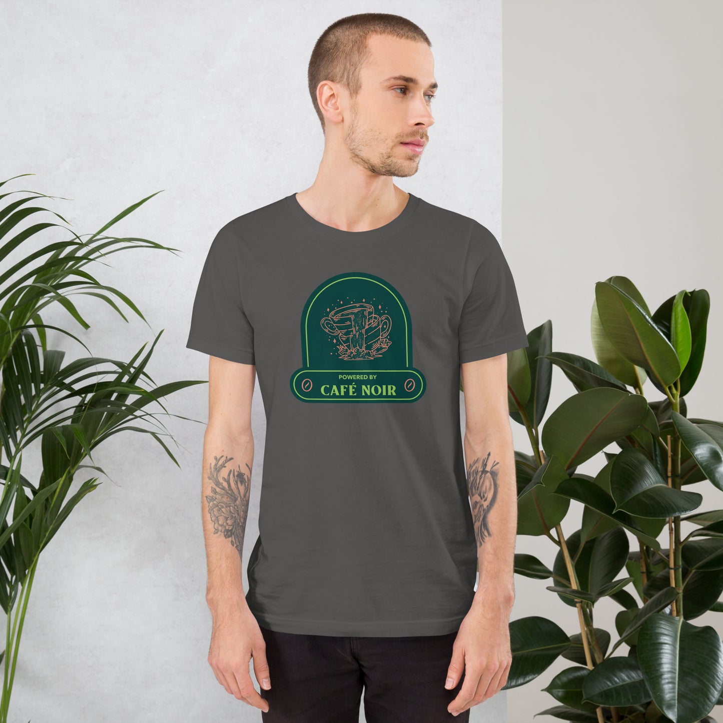 Powered by Cafe Noir Magical Coffee Waterfalls T-Shirt | Cafe Aesthetic Design