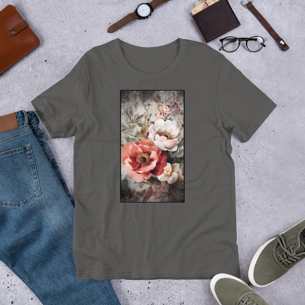 Gothic Boho Flowers T-Shirt | Weathered Vintage Floral Design