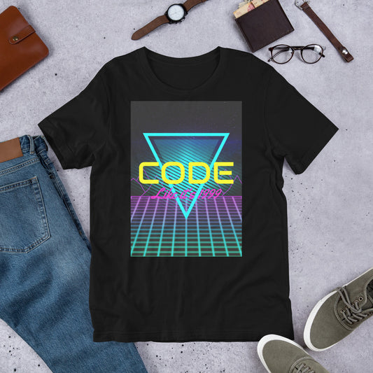 Code Like it's 1999 Retro 90s Aesthetic Programmer T-Shirt - Neon Colors, Vintage Video Game Style