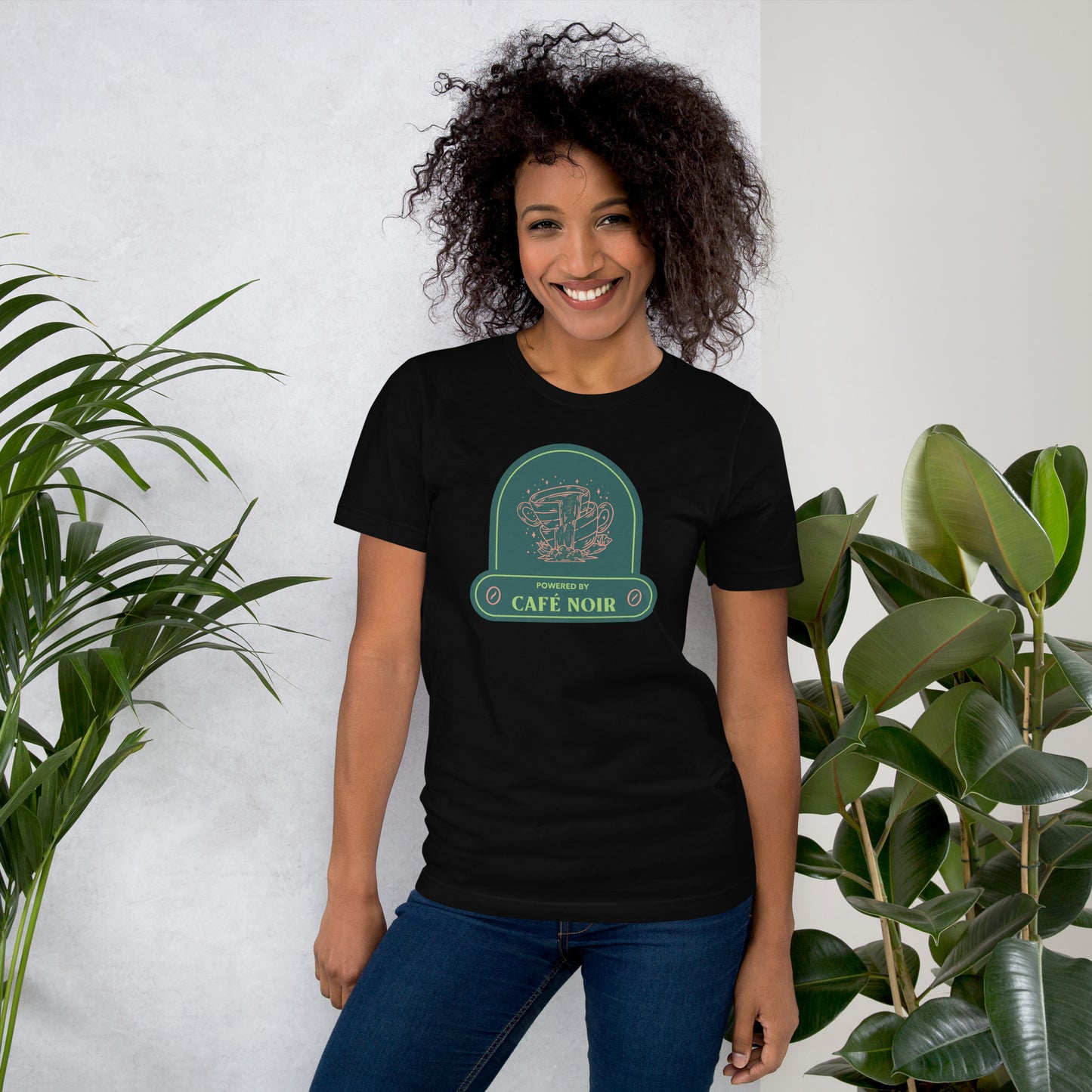 Powered by Cafe Noir Magical Coffee Waterfalls T-Shirt | Cafe Aesthetic Design