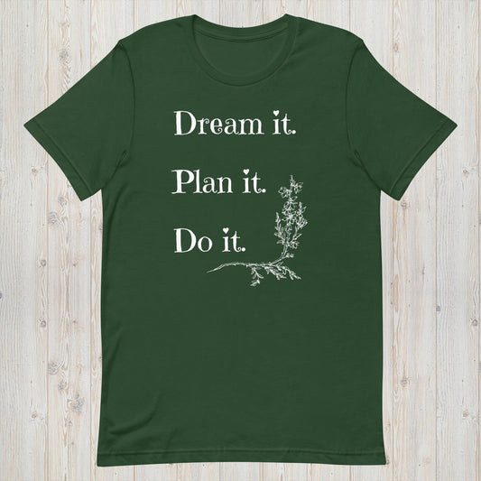 Dream it Plan it Do it T-Shirt with Floral Motif - Dark Colors