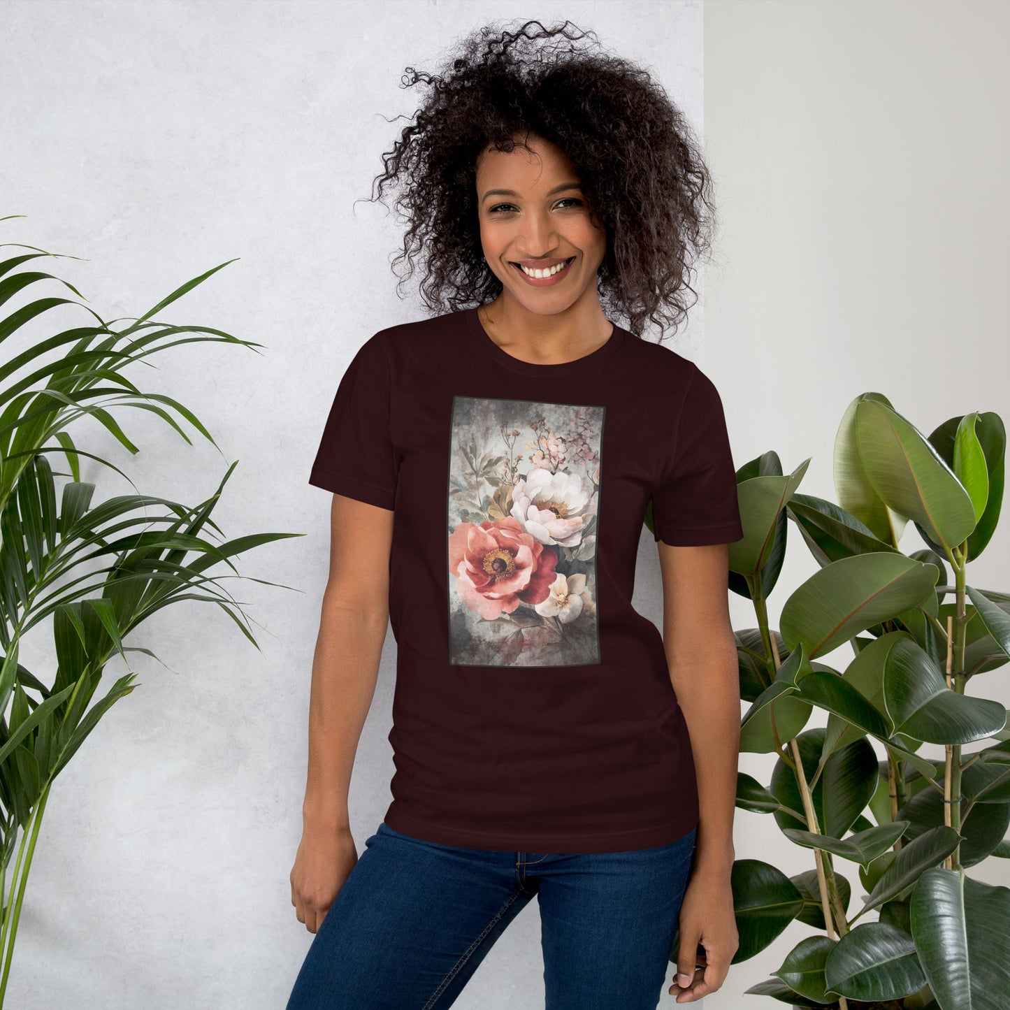 Gothic Boho Flowers T-Shirt | Weathered Vintage Floral Design