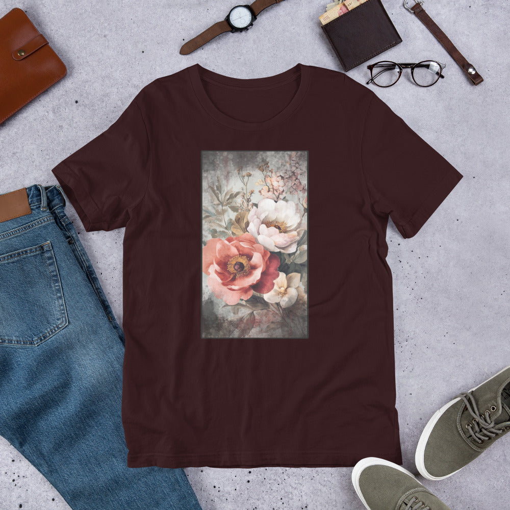 Gothic Boho Flowers T-Shirt | Weathered Vintage Floral Design