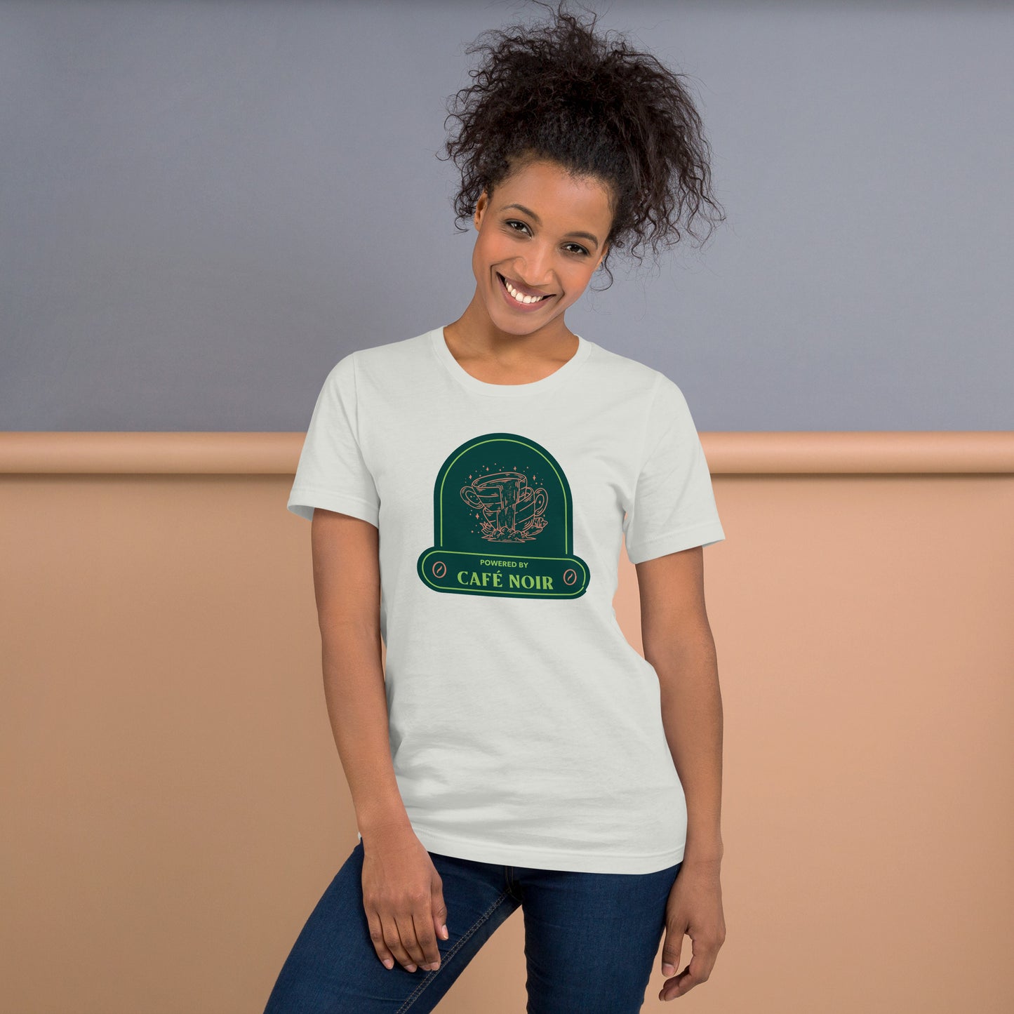 Powered by Cafe Noir Magical Coffee Waterfalls T-Shirt | Cafe Aesthetic Design