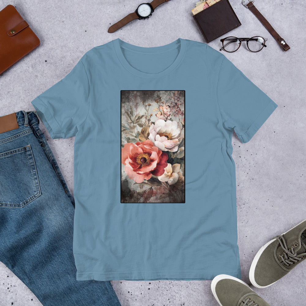 Gothic Boho Flowers T-Shirt | Weathered Vintage Floral Design