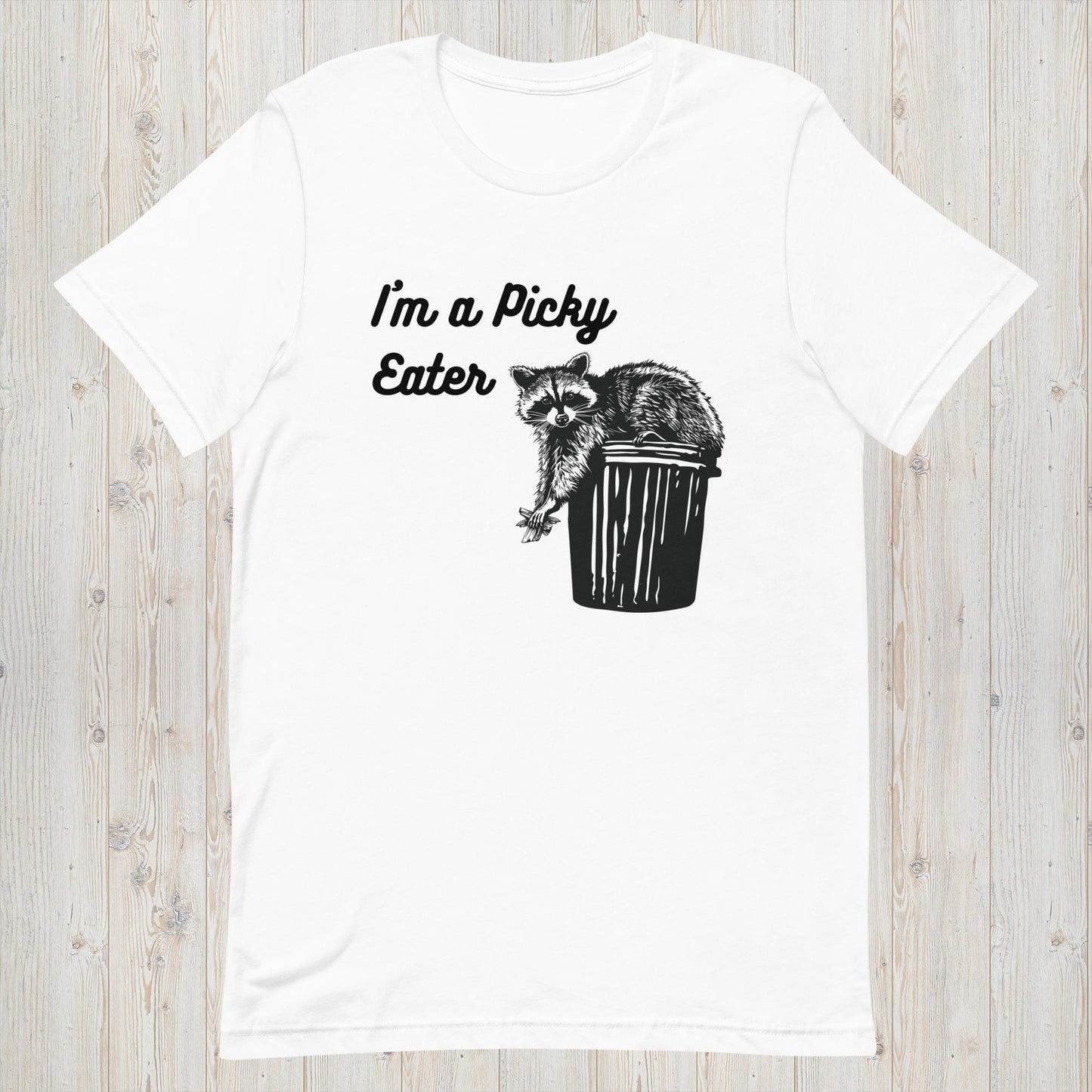I'm a Picky Eater - Foodie Raccoon Graphic Tee Light Colors